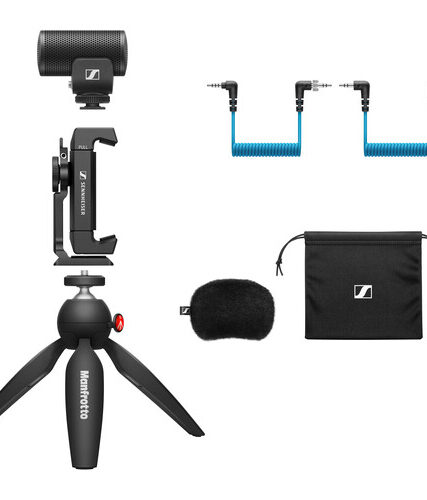Sennheiser MKE 400 Mobile Kit Camera-Mount Shotgun Microphone with Smartphone Recording Bundle
