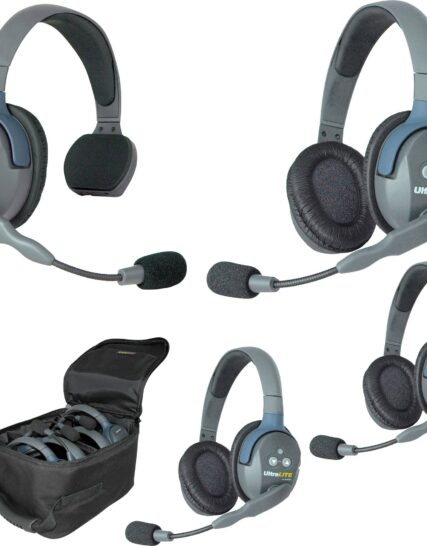 Eartec UL413 UltraLITE 4-Person Headset System with 1 Single-Ear & 3 Dual-Ear Headsets